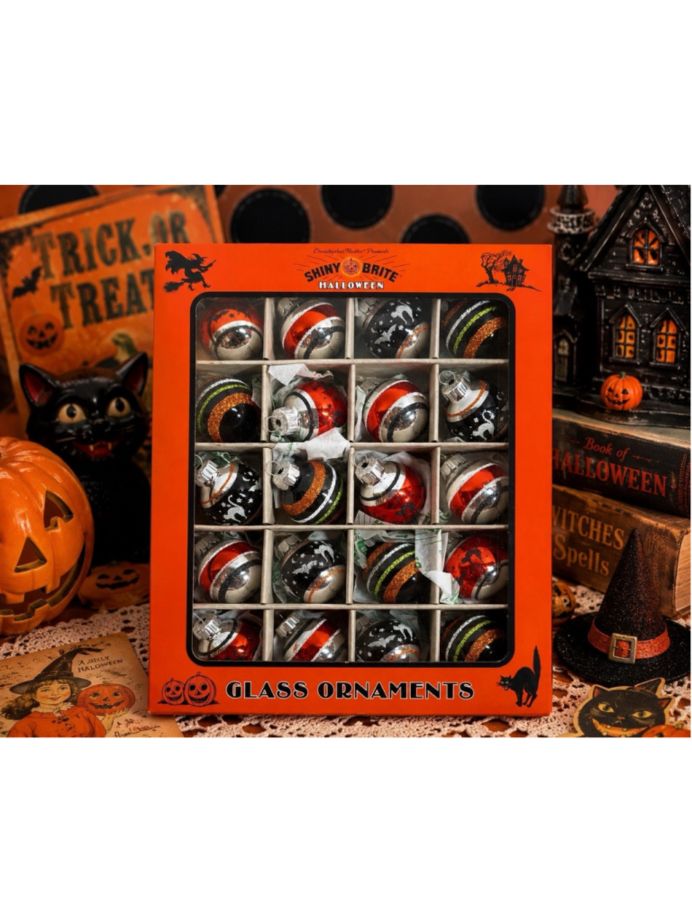 Christopher Radko Shiny Brite Halloween Mini Glass Ornaments 20 Pc NIB Retro